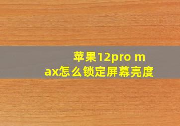 苹果12pro max怎么锁定屏幕亮度